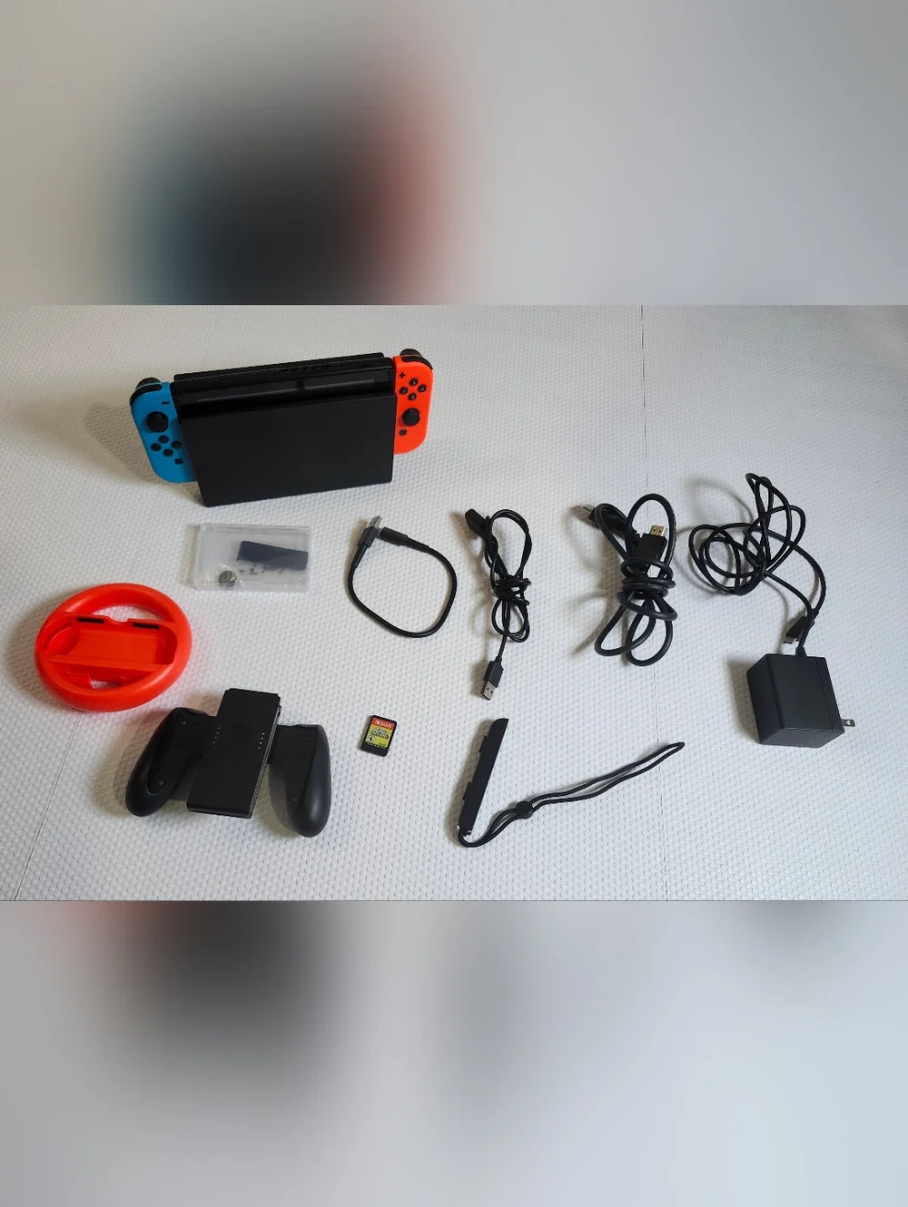 Nintendo Switch Console with Neon Blue/ Red Joy-Con & Accessories Has Wear Used